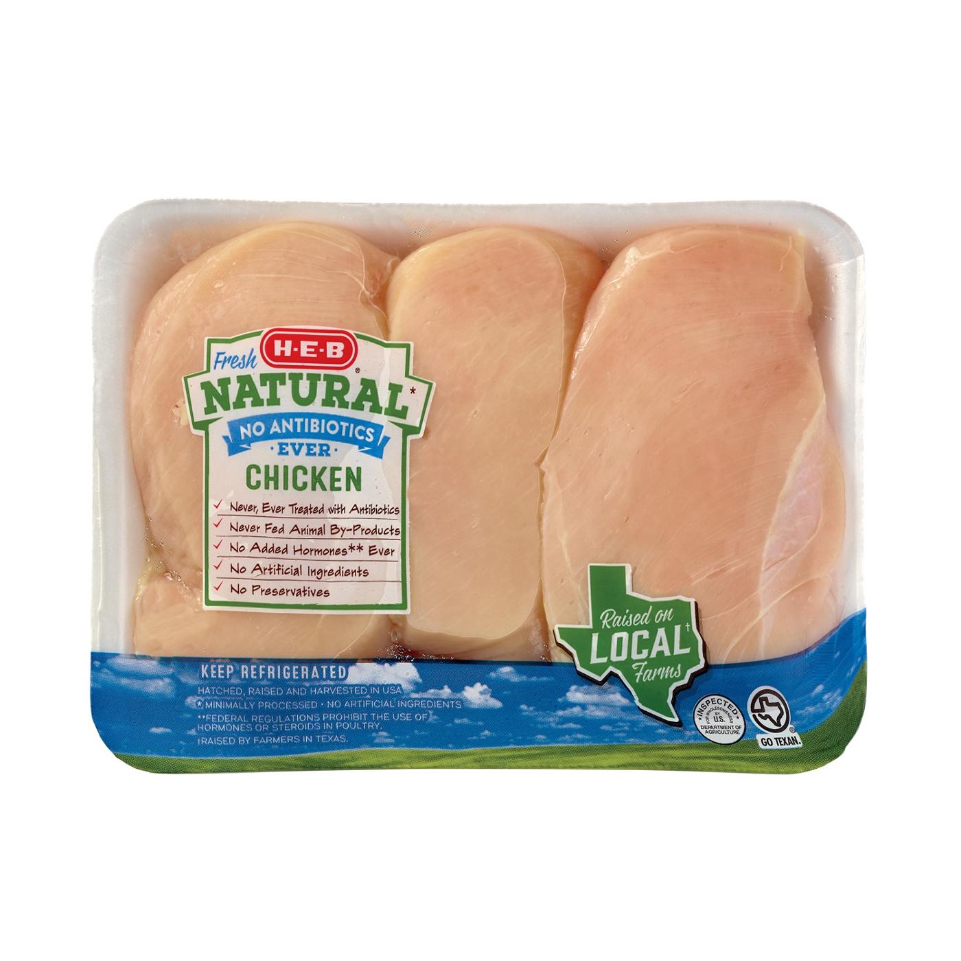 H-E-B Natural Boneless Chicken Breasts; image 1 of 3