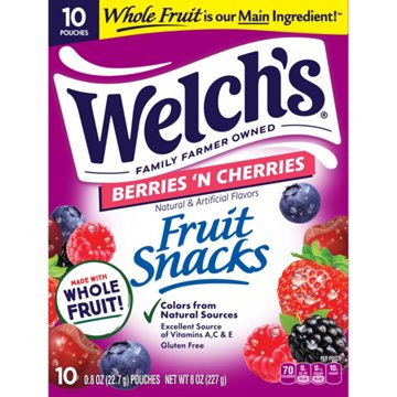 Welch's Berries 'N Cherries Fruit Snacks, 10 ct