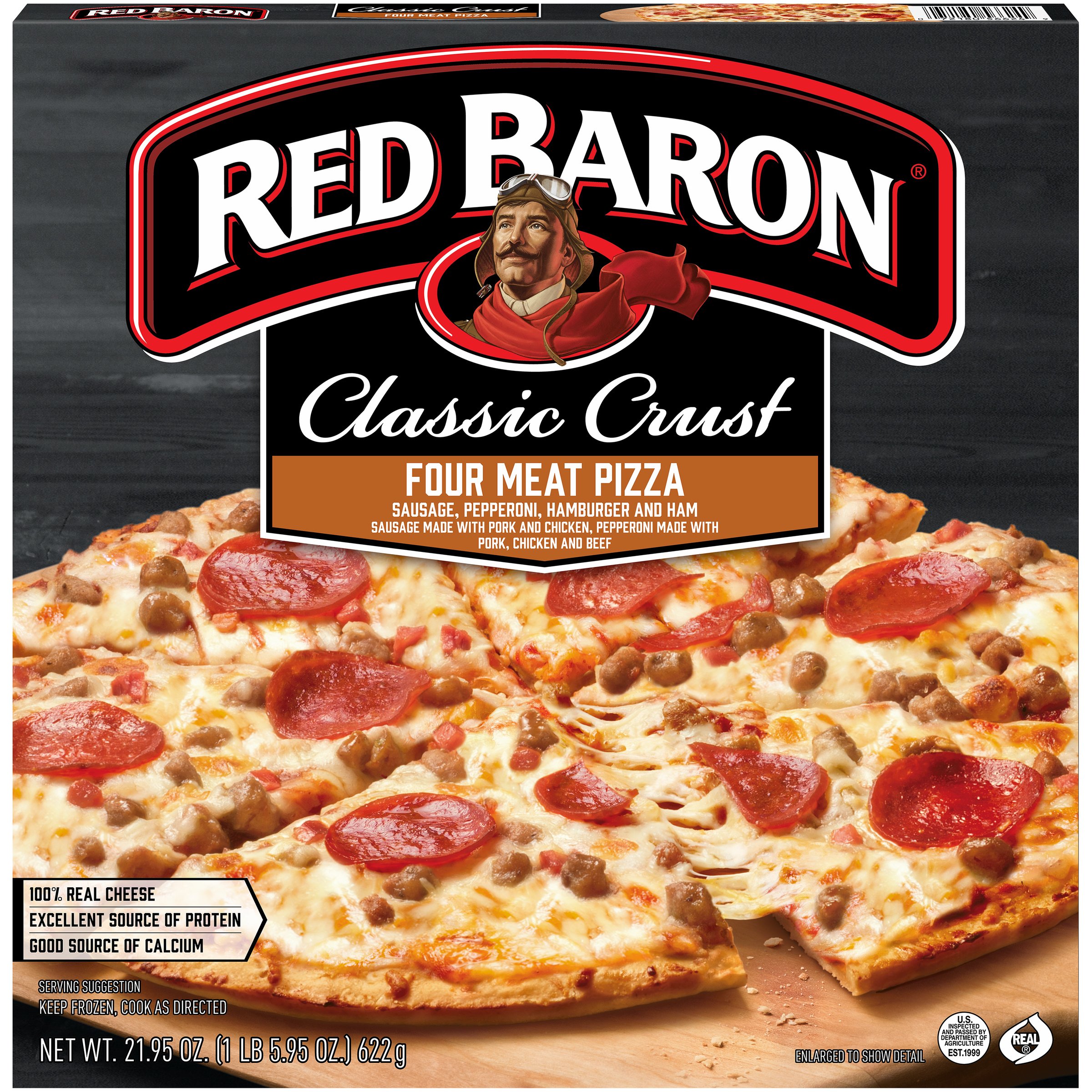 Red Baron, Pizza, Classic Crust Four Meat, 21.95 oz (Frozen