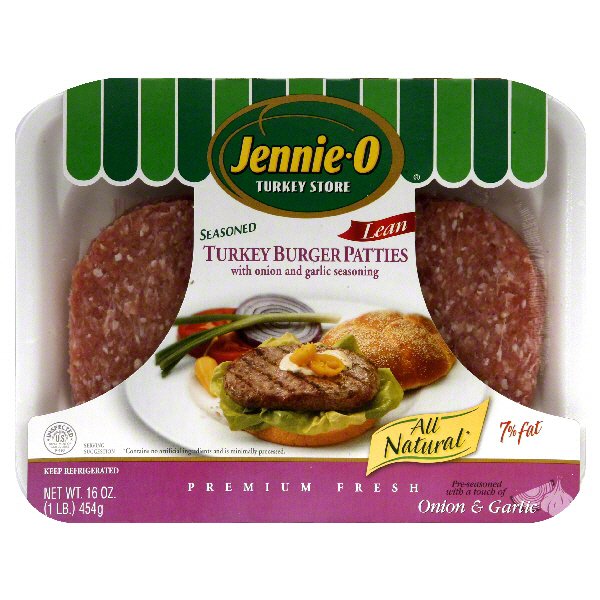 JennieO Turkey Store Lean Seasoned Turkey Burger Patties with Onion