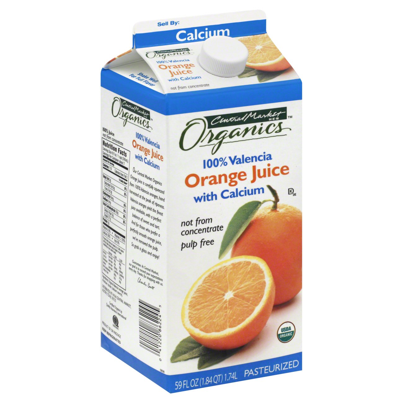 Central Market Organics 100% Pulp Free Valencia Orange Juice With