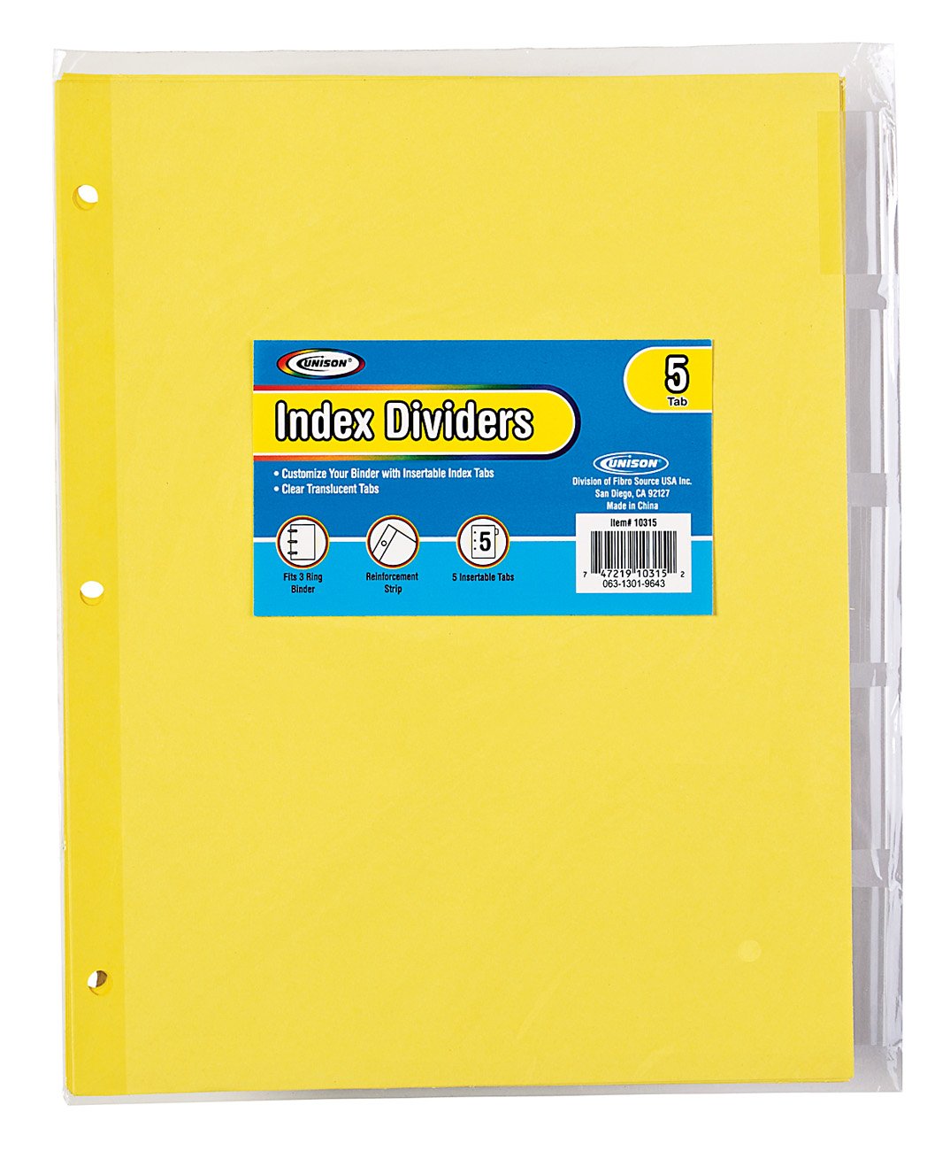 Unison Paper 5Tab Index Dividers Clear Tab Shop School & Office Supplies at HEB