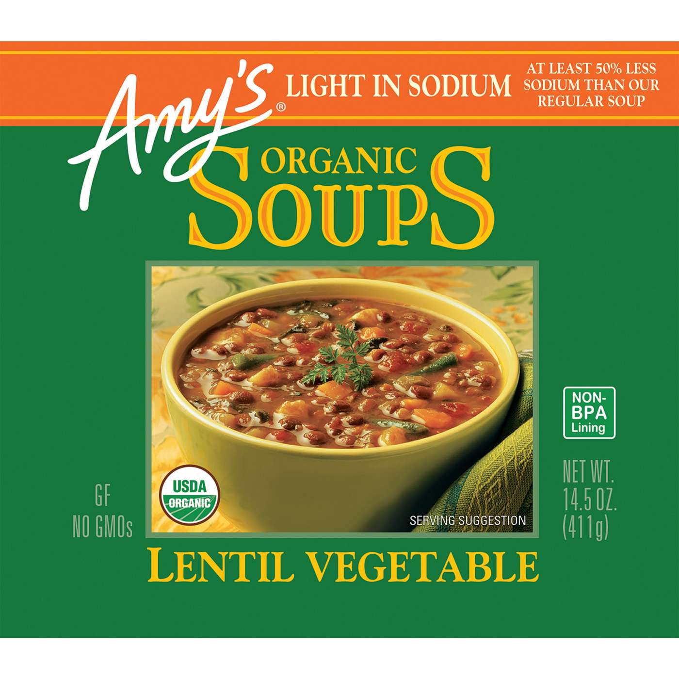 Amy's Organic Light in Sodium Lentil Vegetable Soup; image 6 of 12