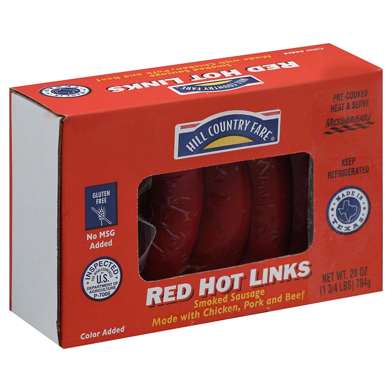 Download Hill Country Fare Smoked Sausage Red Hot Links Shop Sausage At H E B