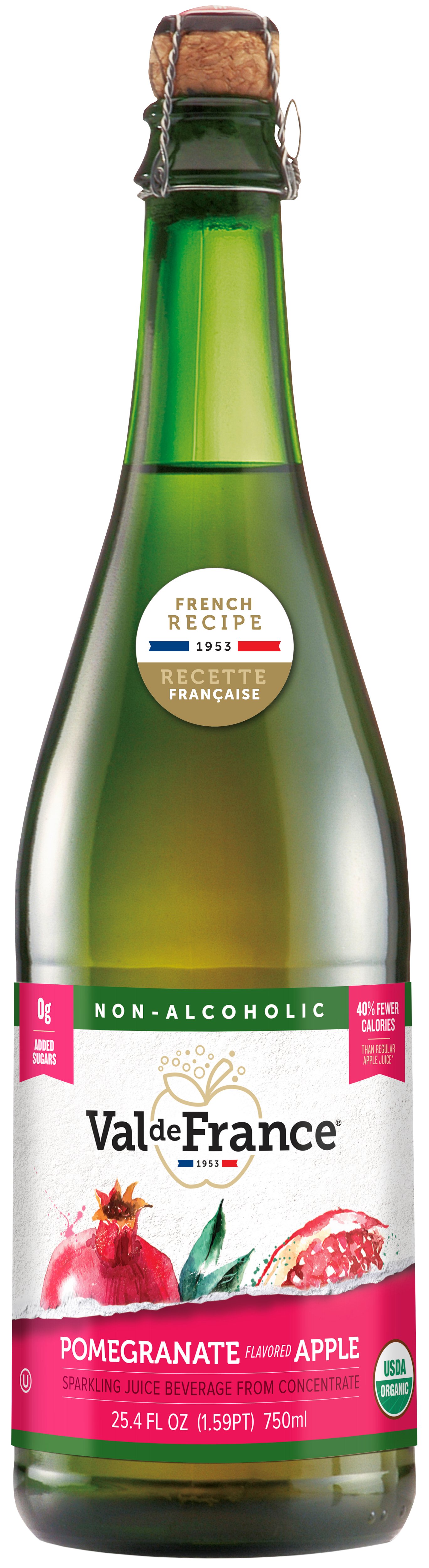 Val de France Organic Sparkling Apple Pomegranate Juice Shop Juice at