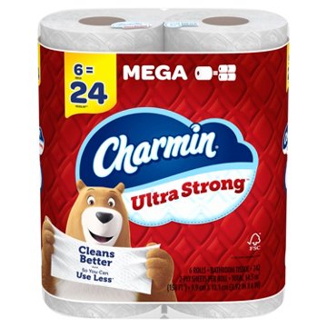 Charmin Ultra Strong Toilet Paper, 220 Sheets Per Roll, 6 Mega Rolls