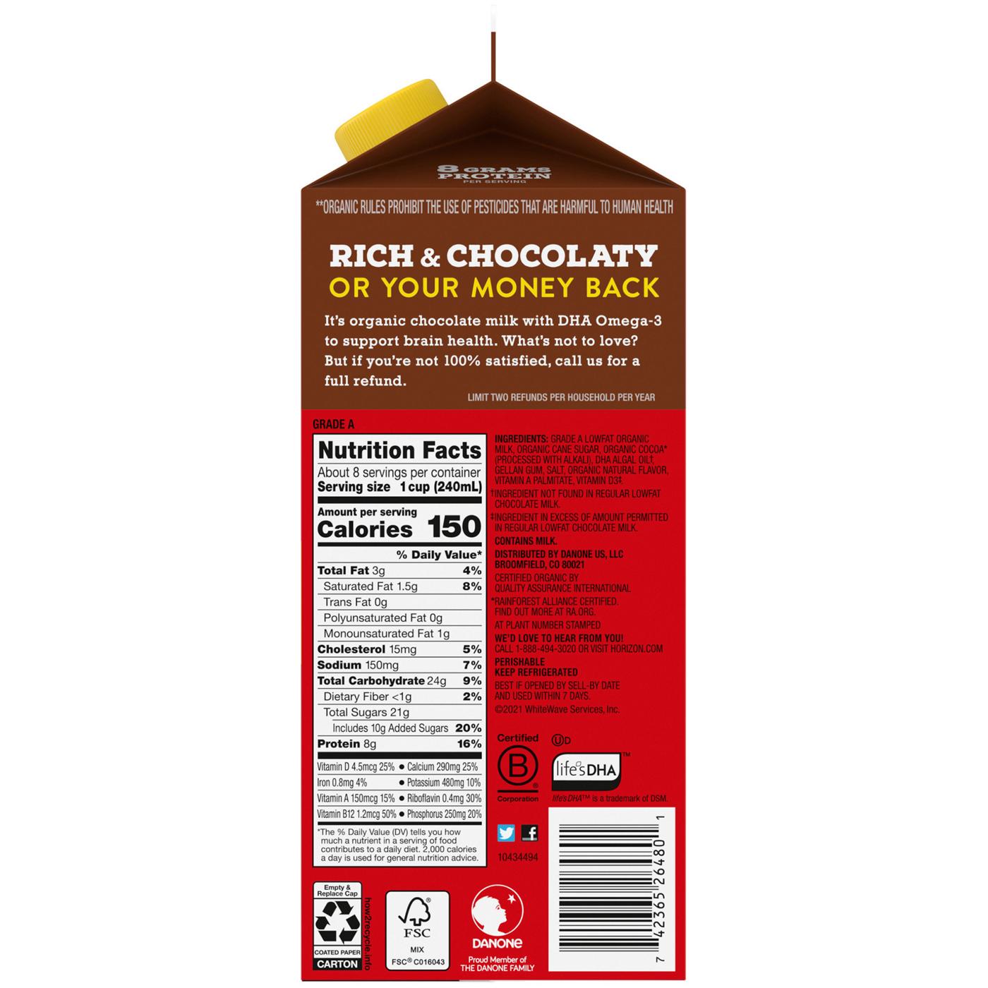 Horizon Organic 1% Lowfat Dha Omega-3 Chocolate Milk; image 6 of 8