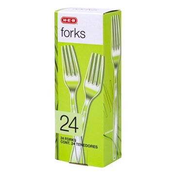 H-E-B Plastic Forks - Clear, 24 ct