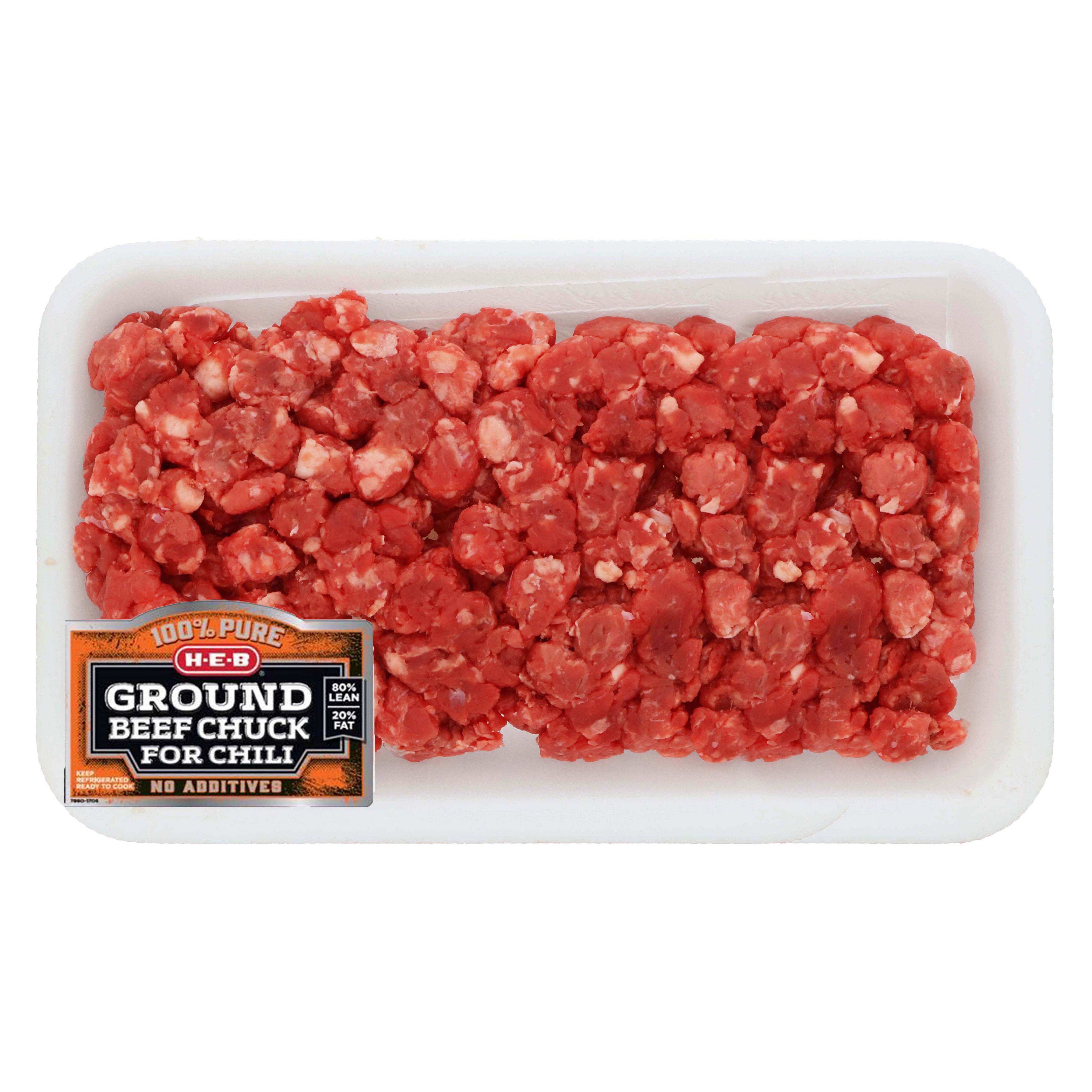 HEB 100 Pure Ground Beef Chuck for Chili, 80 Lean Value Pack