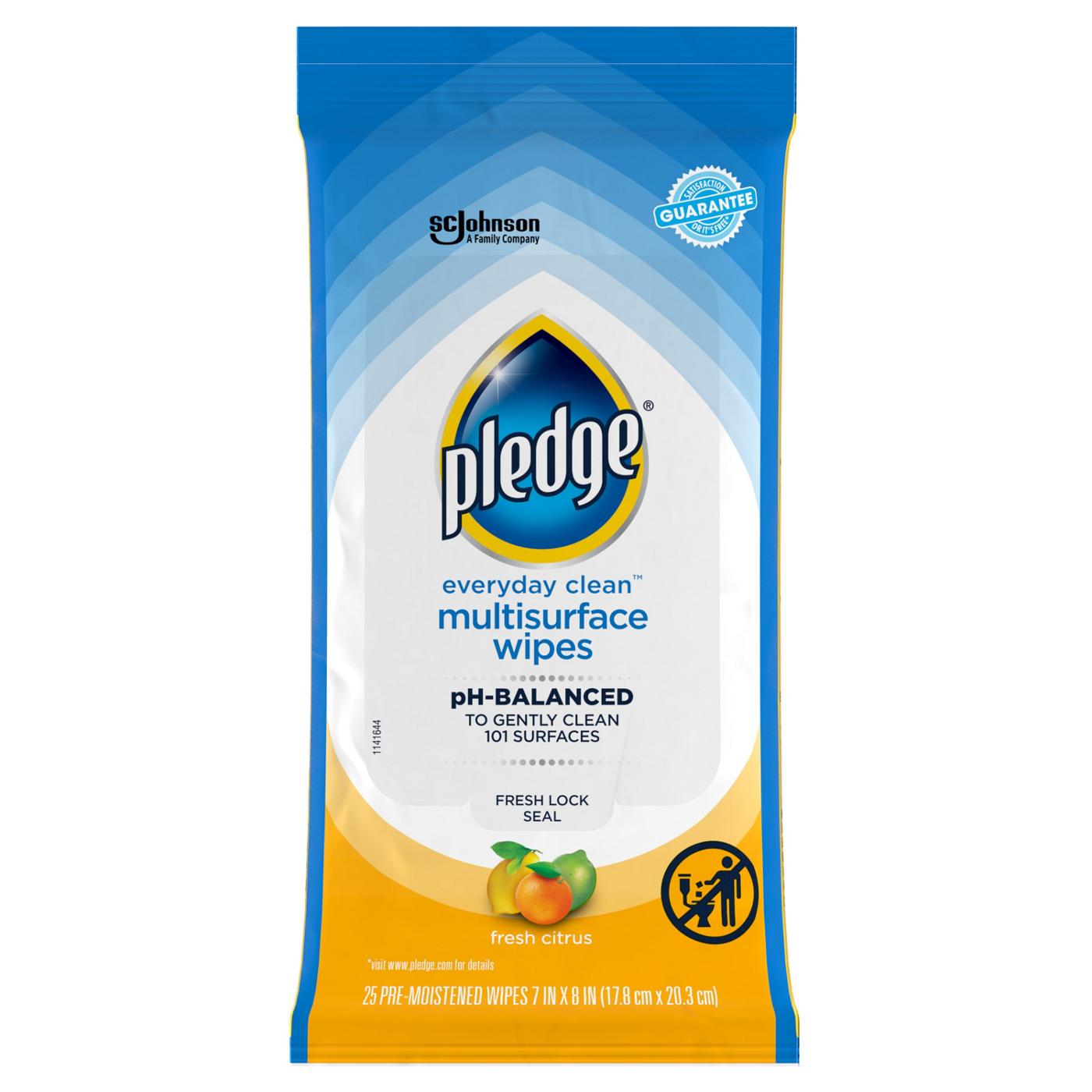 Pledge Pledge Multisurface Cleaning Wipes, pH Balanced, Fresh Citrus, 25 Count; image 1 of 11