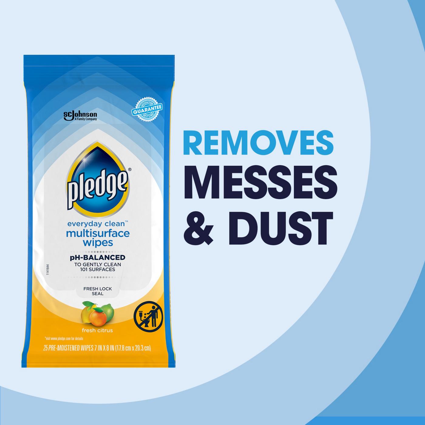 Pledge Pledge Multisurface Cleaning Wipes, pH Balanced, Fresh Citrus, 25 Count; image 8 of 11