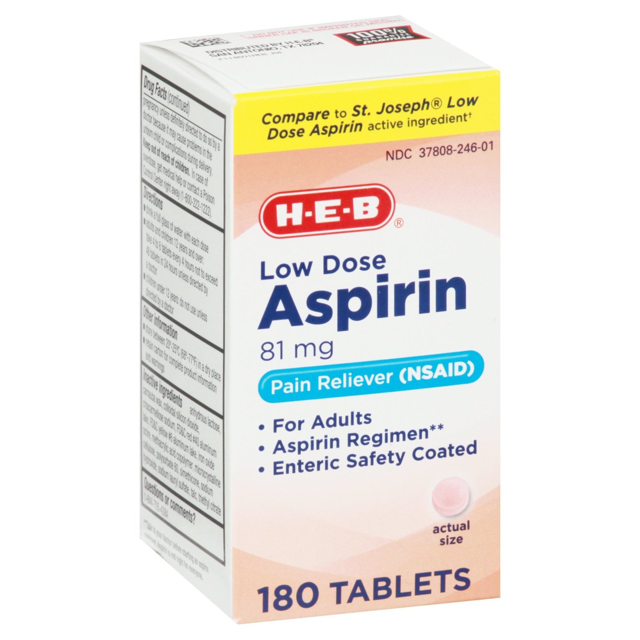 HEB Low Strength Aspirin 81 Mg Enteric Coated Tablets Shop Pain
