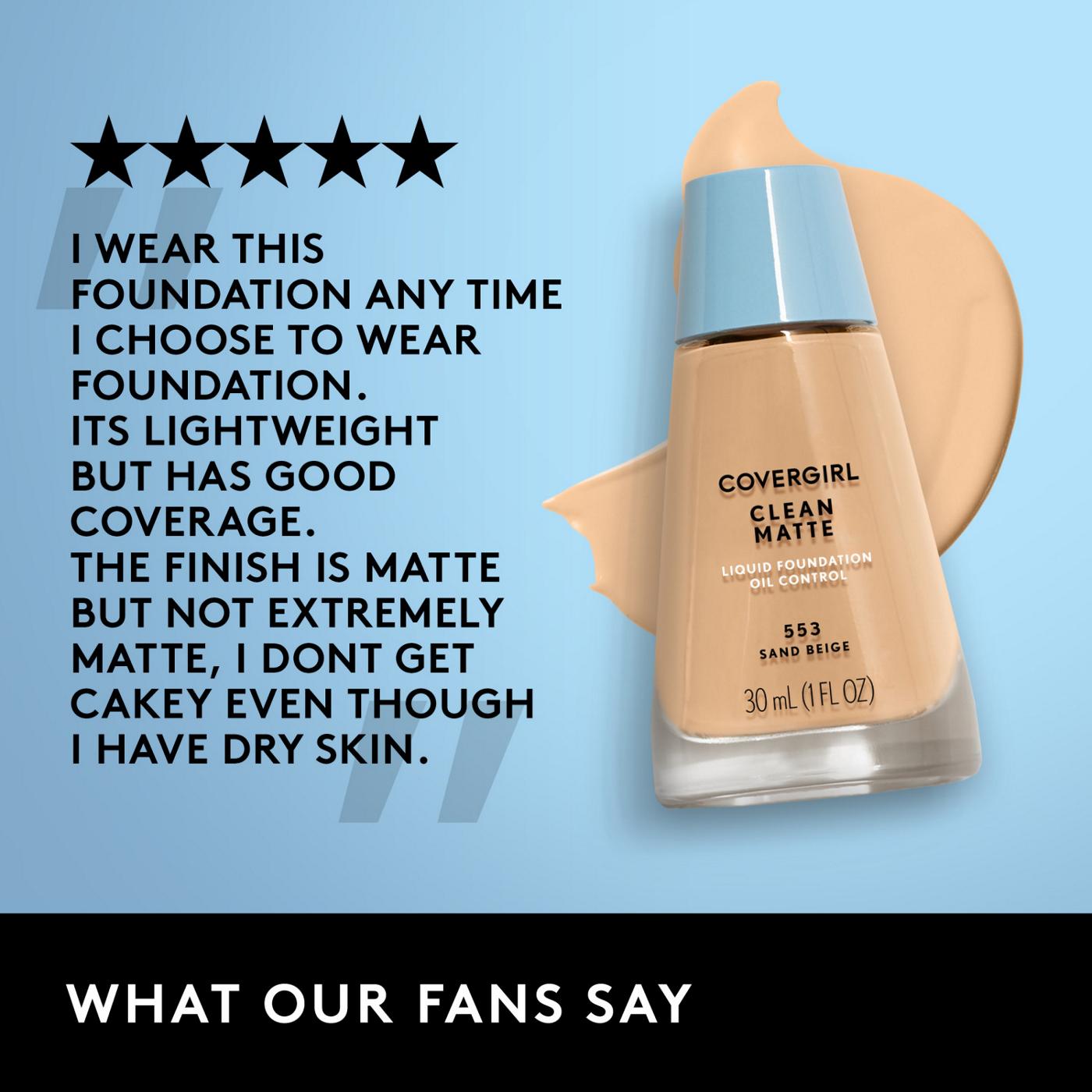 Covergirl Clean Matte Liquid Foundation 560 Classic Tan; image 11 of 15