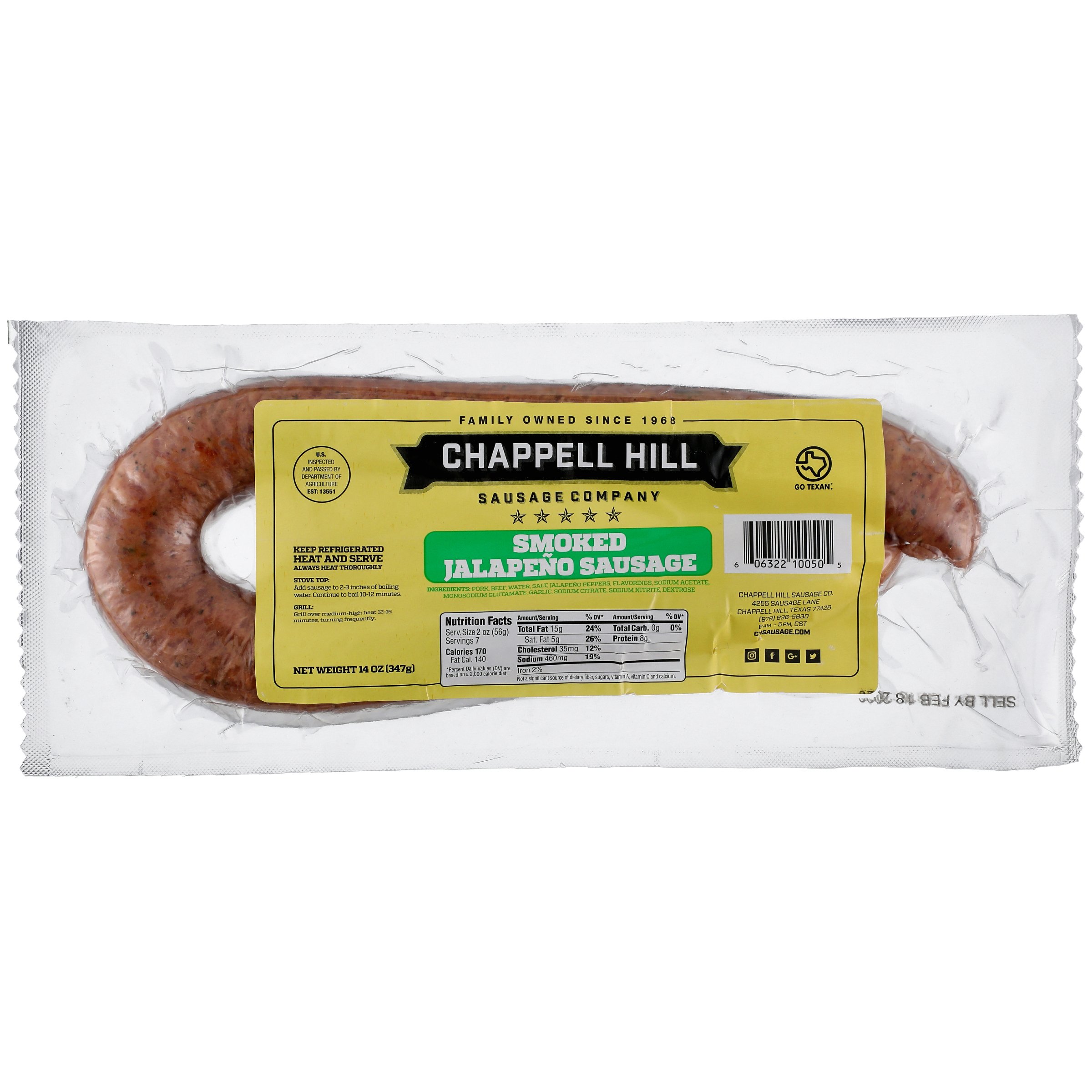 Chappell Hill Smoked Jalapeno Sausage Shop Sausage at HEB