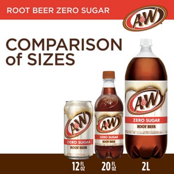 A&W Zero Sugar Root Beer Caffeine Free Soda 6 pk Bottles