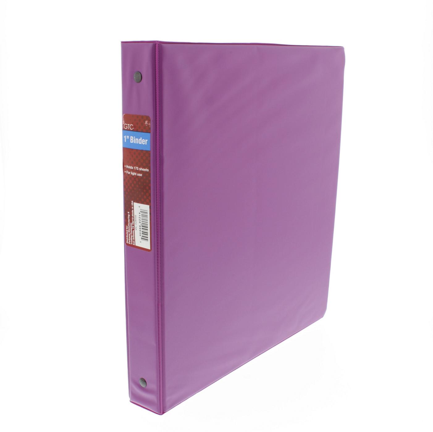 GTC 1 Inch Vinyl Binder, Assorted Colors; image 1 of 3