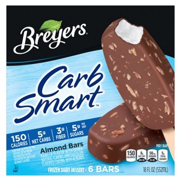 Breyers Carb Smart Almond Frozen Dairy Dessert Bars, 6 ct