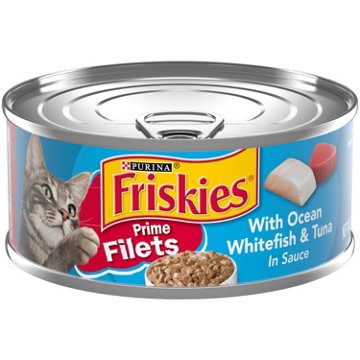 Friskies Purina Prime Filets High Protein Wet Cat Food - Ocean Whitefish and Tuna in Sauce, 5.5 oz