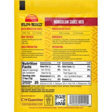 Sun-Bird Hot & Spicy Mongolian Sauce Mix, 1 oz