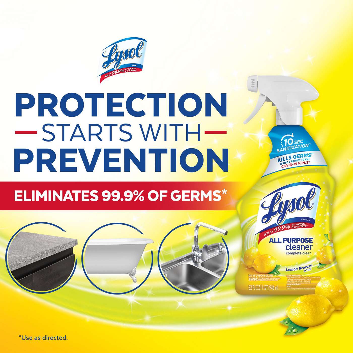 Lysol All Purpose Cleaner Spray Multi Purpose Disinfecting Spray - Lemon; image 2 of 6