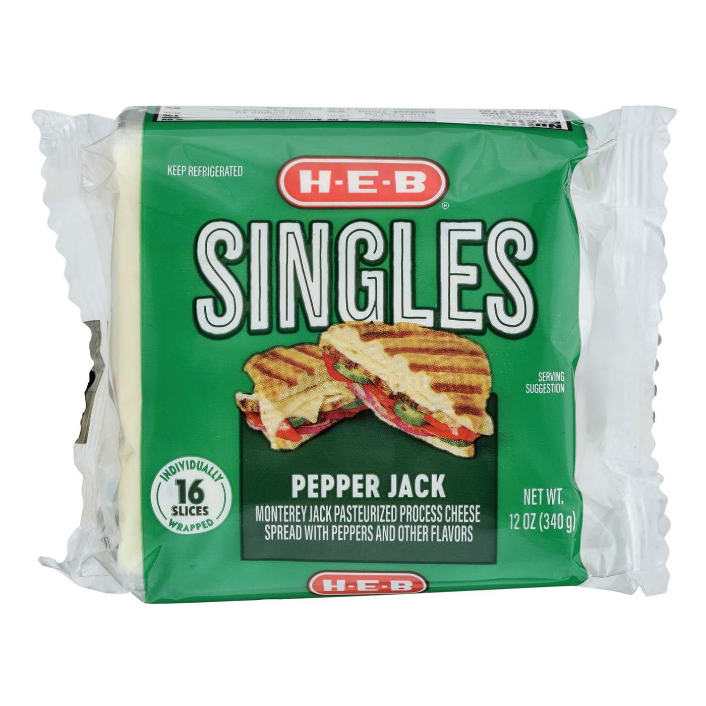 H-E-B Singles Pepper Jack Sliced Cheese, 16 ct; image 1 of 3