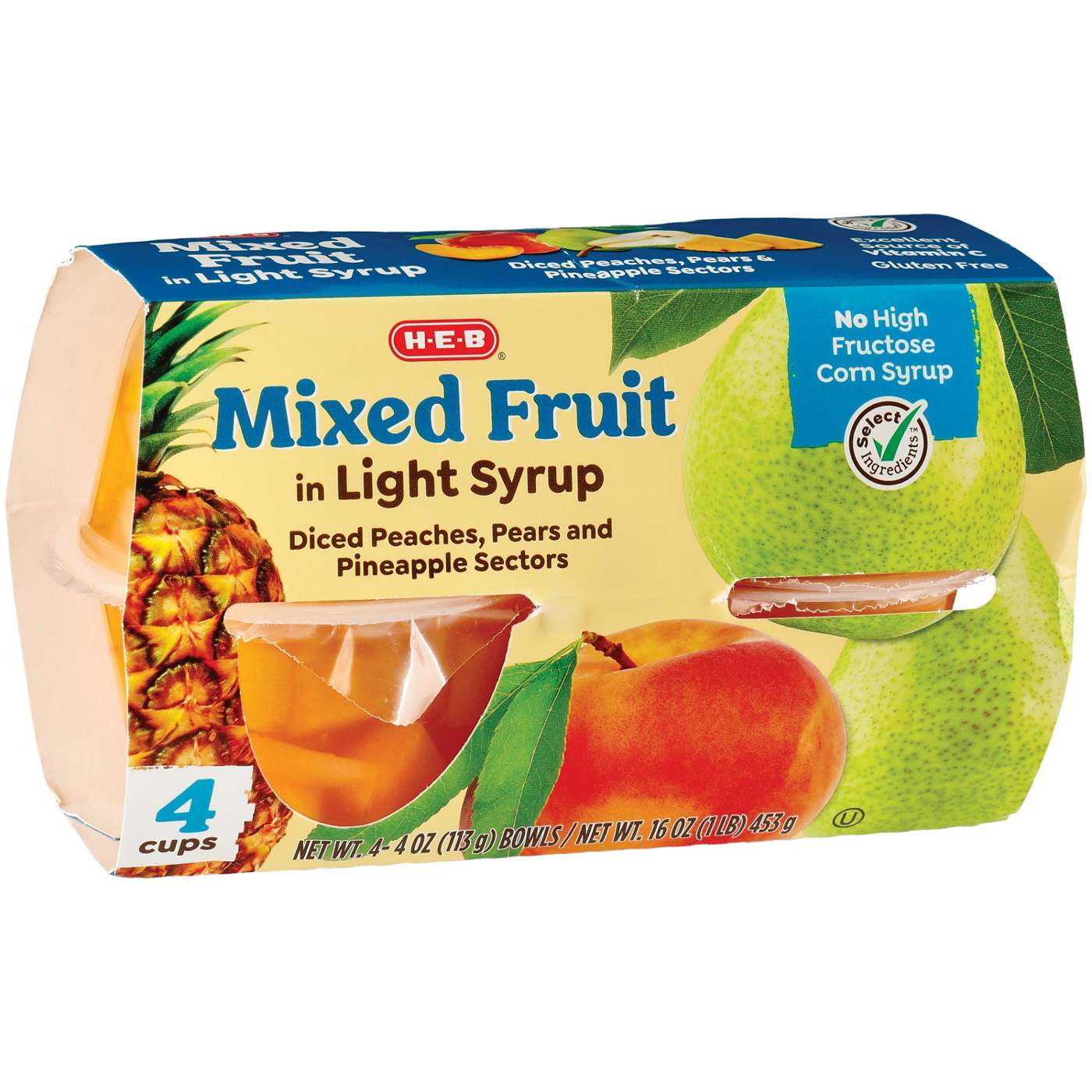 H-E-B Mixed Fruit Snack Bowls - Light Syrup; image 1 of 2