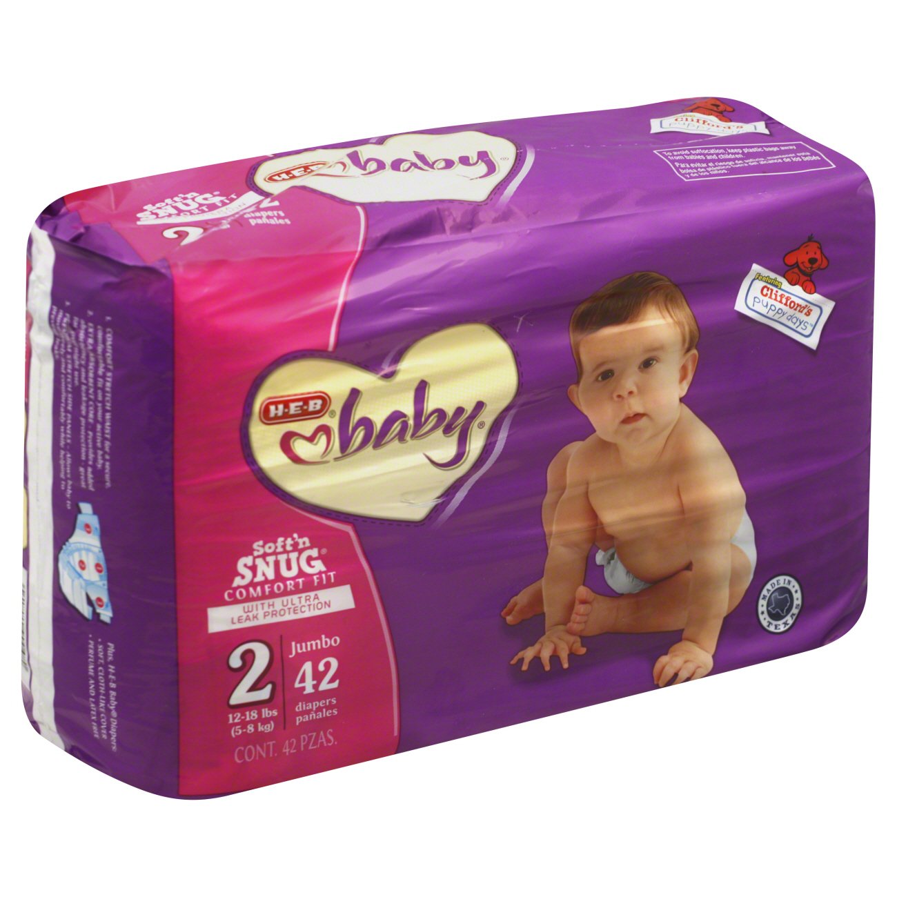 H-E-B Baby Clifford's Puppy Days Jumbo Diapers Size 2 (12-18 LBS ...