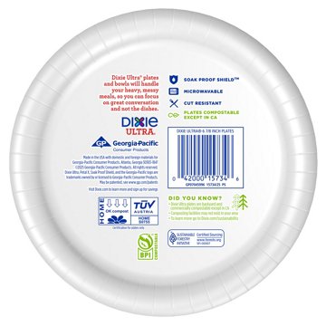 Dixie Ultra 6.8 in Compostable Paper Plates, 44 ct