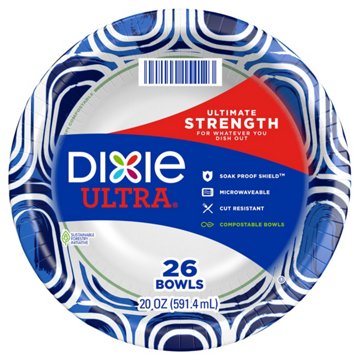 Dixie Ultra Compostable 20 oz Paper Bowls, 26 ct