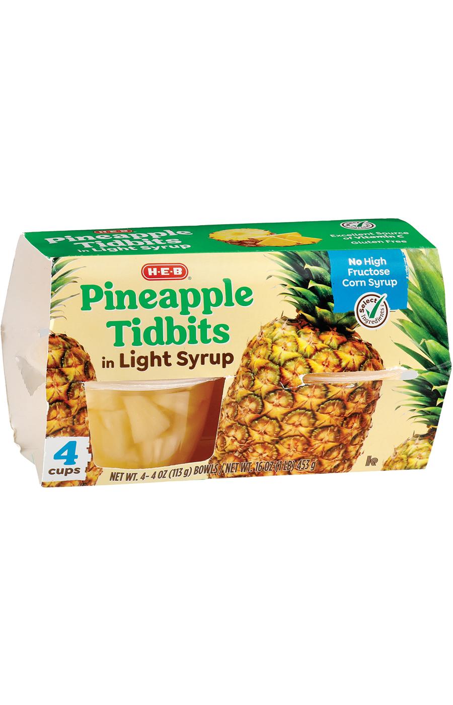 H-E-B Pineapple Tidbits Cups – Light Syrup; image 1 of 2