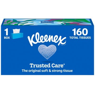 Kleenex Trusted Care Facial Tissues Flat Box 2 Ply, 160 ct