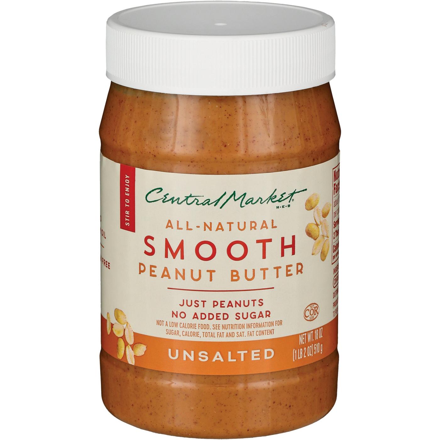 Central Market All-Natural Smooth Peanut Butter - Unsalted; image 2 of 2