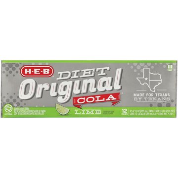 H-E-B Diet Original Cola with Lime Soda 12 pk Cans, 12 oz