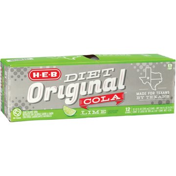H-E-B Diet Original Cola with Lime Soda 12 pk Cans, 12 oz