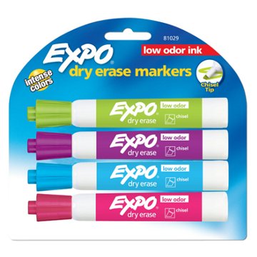 EXPO Chisel Tip Dry Erase Markers - Assorted Tropical Ink, 4 pk
