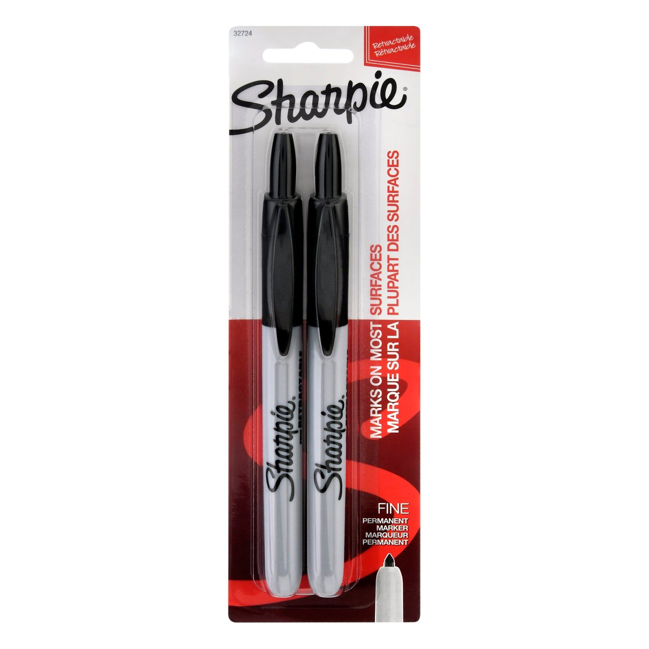 Sharpie Retractable Permanent Markers, Fine Point Fine Black