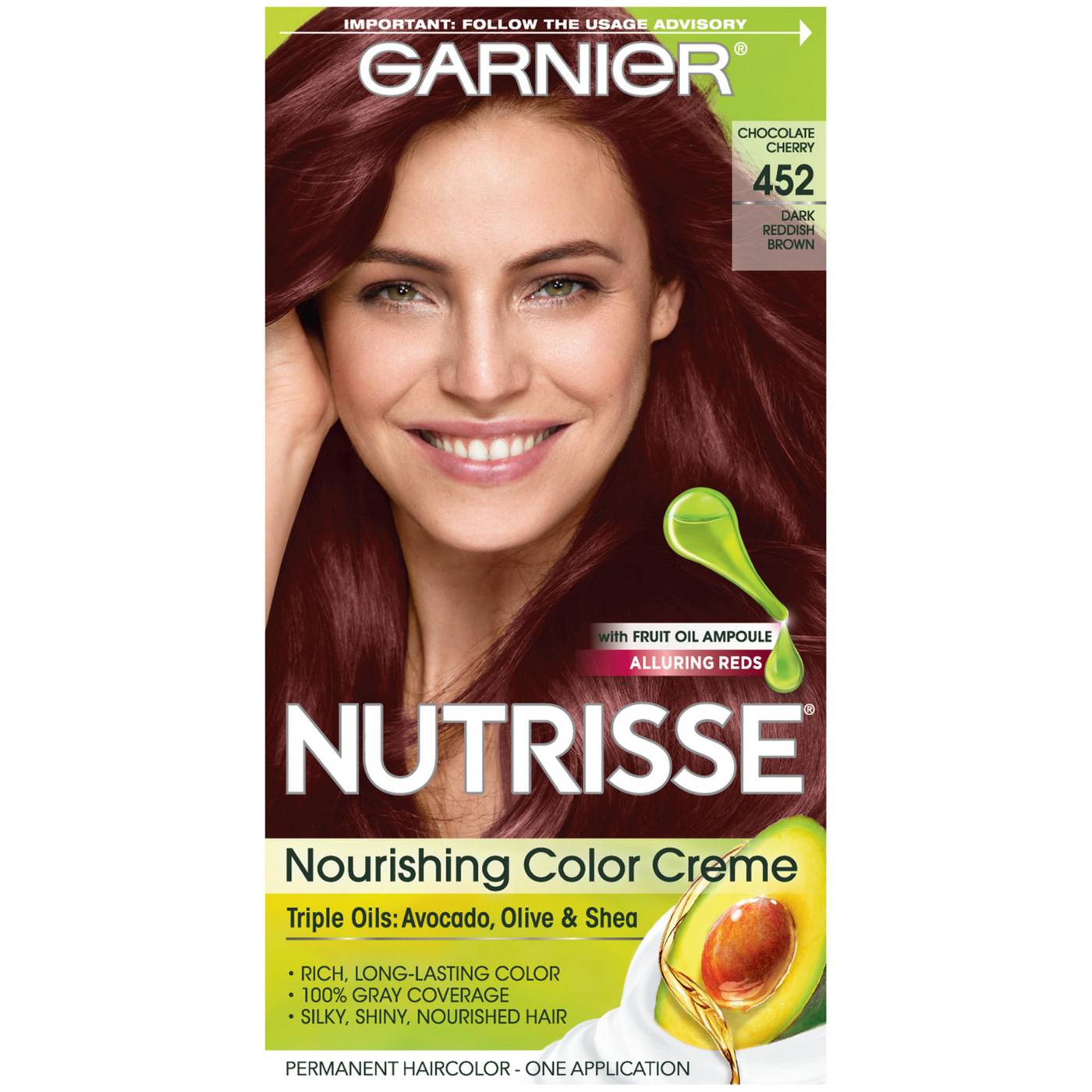 Garnier Nutrisse Nourishing Hair Color Creme with Triple Oils 452 Dark Reddish Brown; image 1 of 11