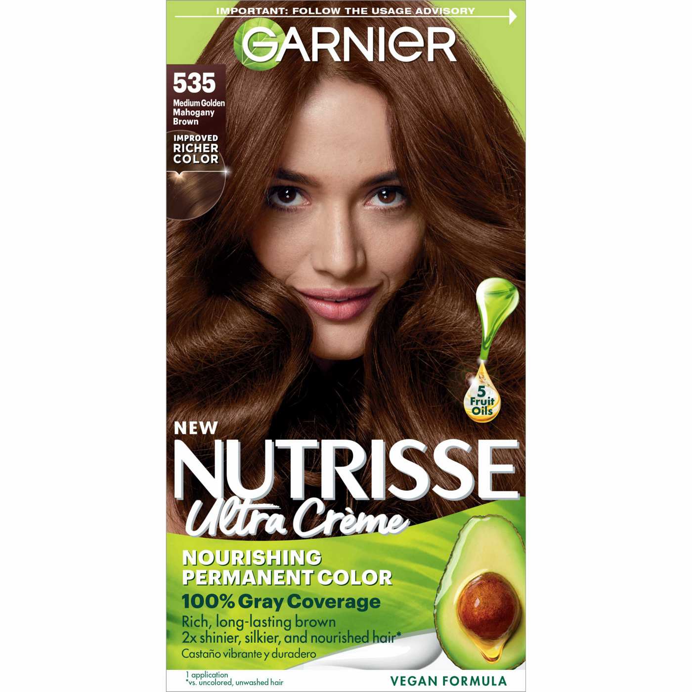 Garnier Nutrisse Nourishing Hair Color Creme - 535 Med Gold Mahogany Brown (Chocolate Caramel); image 1 of 7