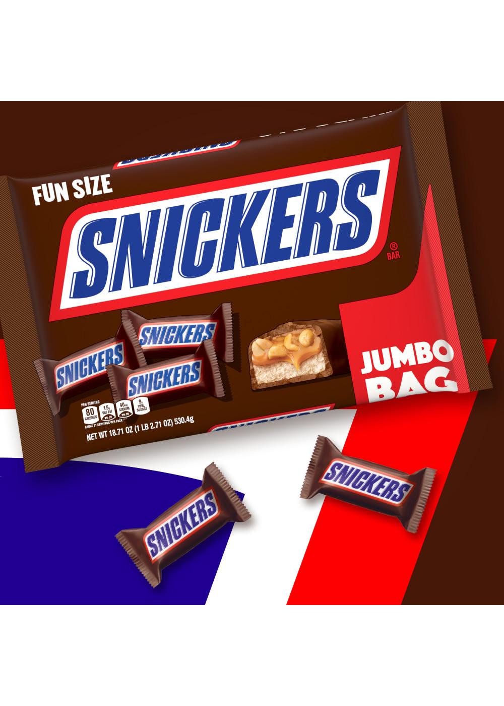SNICKERS Minis Size Milk Chocolate Candy Bars, Family Size, 18.0 oz Bag, Packaged Candy