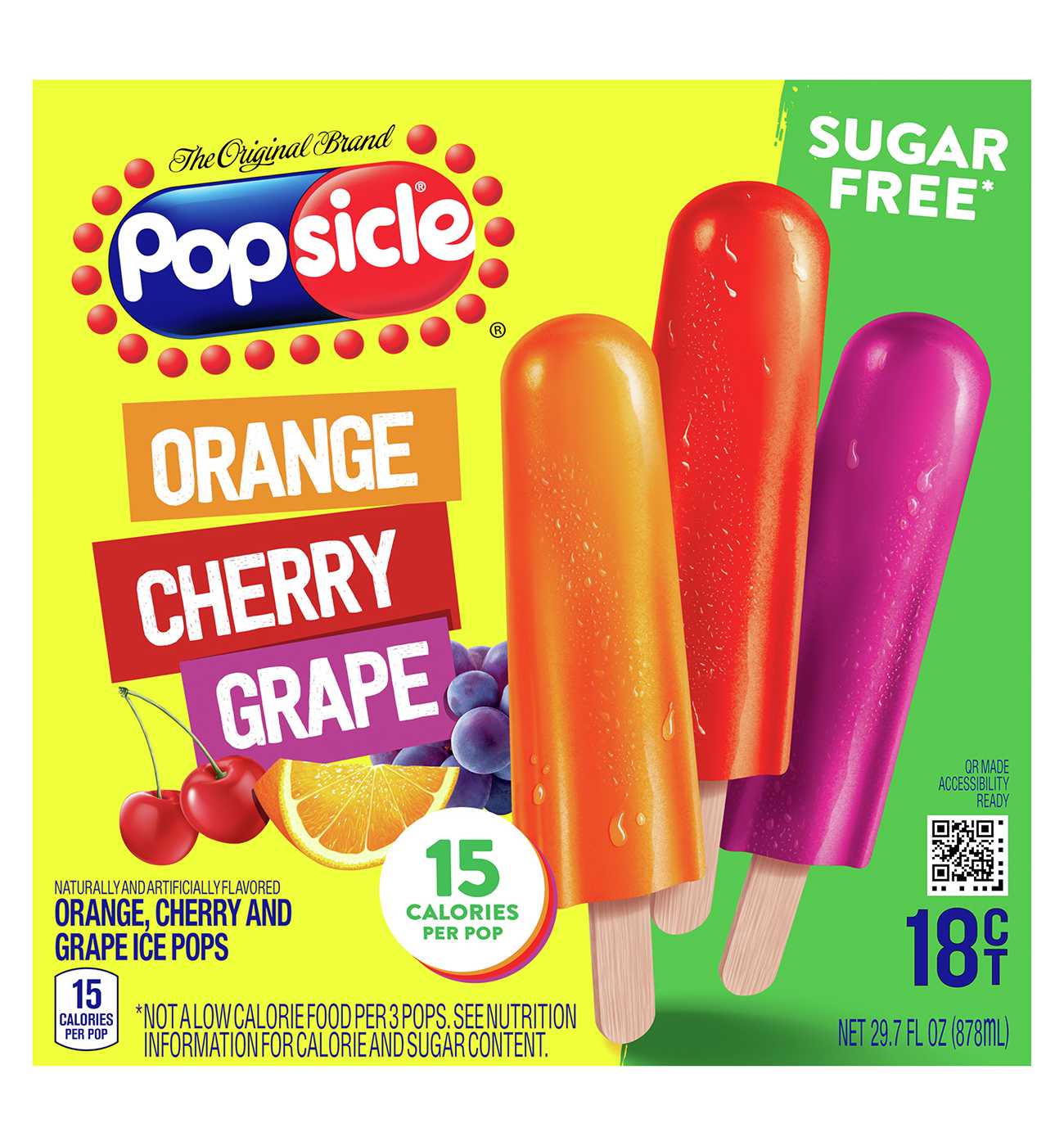 Popsicle Sugar Free Orange Cherry Grape Ice Pops; image 1 of 4