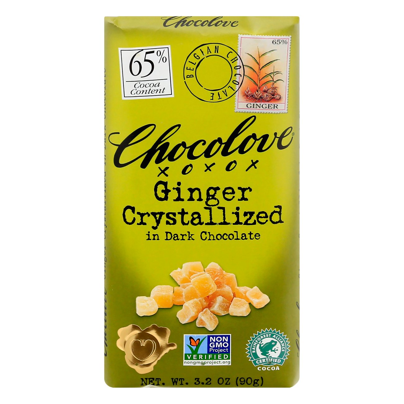 Chocolove Ginger Crystallized in Dark Chocolate, 3.2 oz | Central