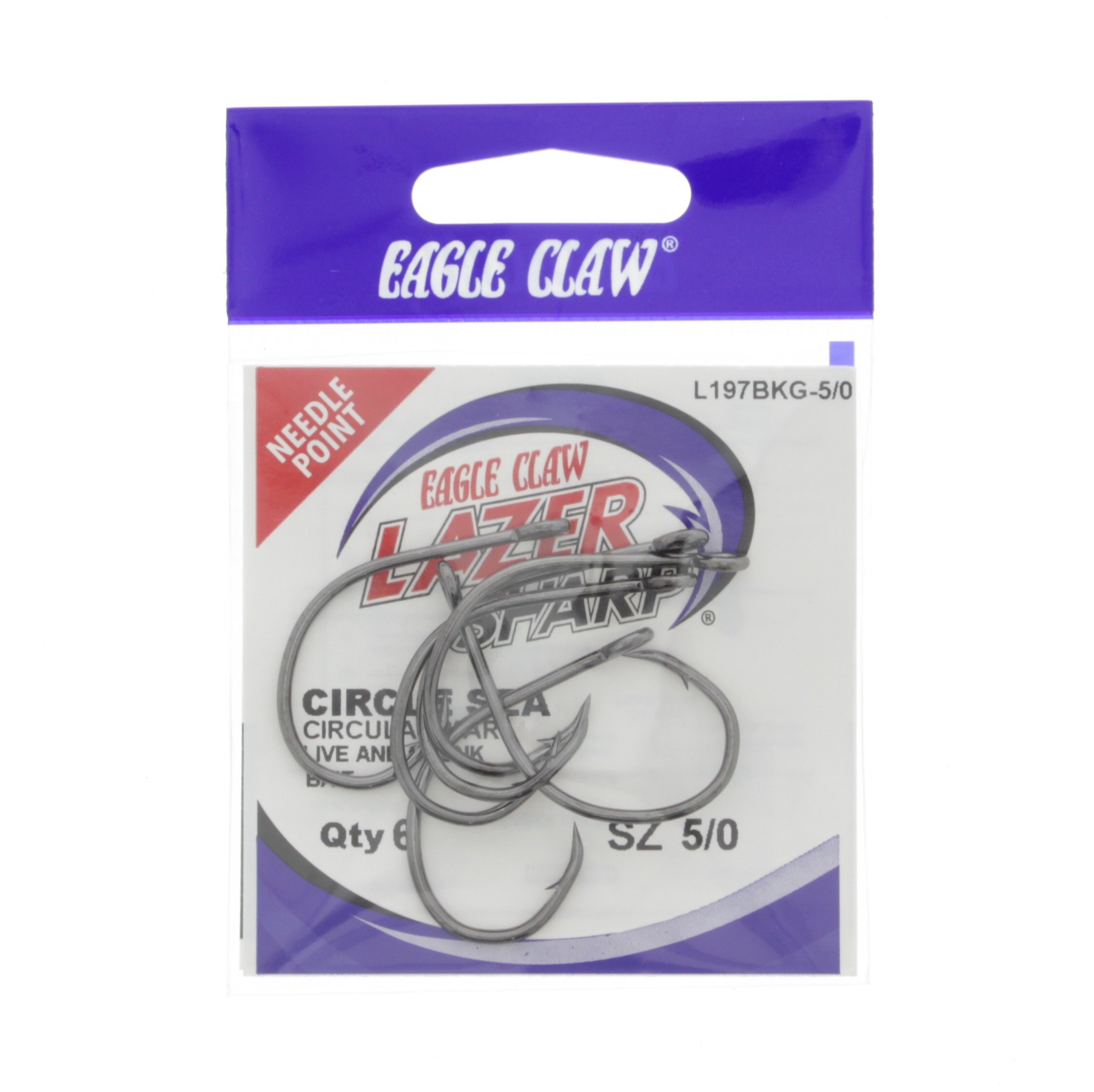 Eagle Claw Lazer Sharp Black Circle Sea Hooks, Size 5/0