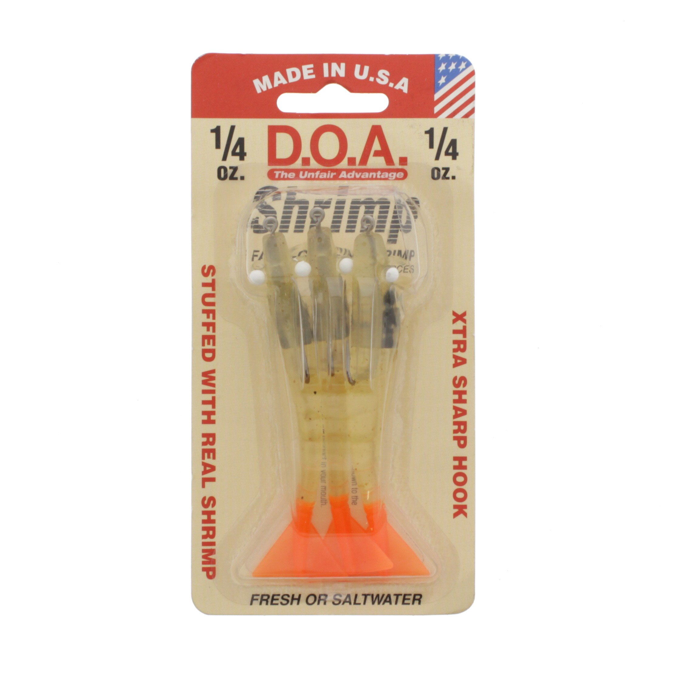 D.O.A. Near Clear/ Fire Tail 3 Inch Flavored Shrimp - Shop Fishing