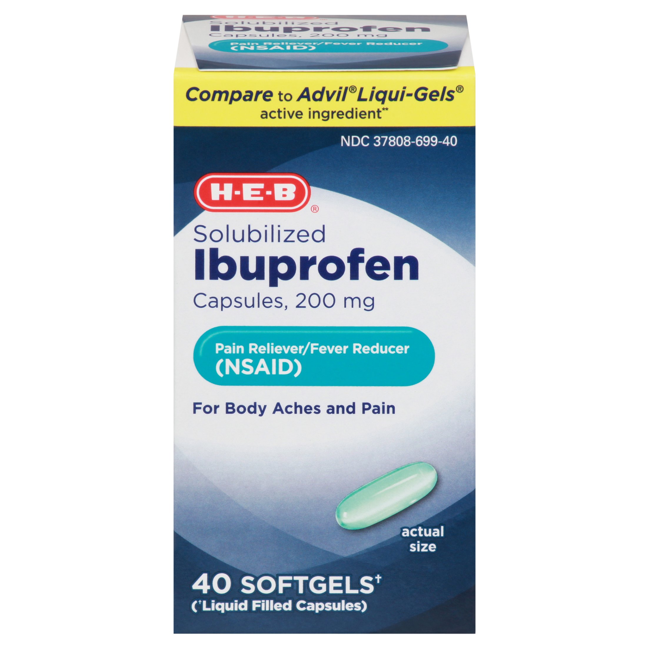 H-E-B Ibuprofen Fever & Pain Relief Softgels – 200 Mg - Shop Pain ...