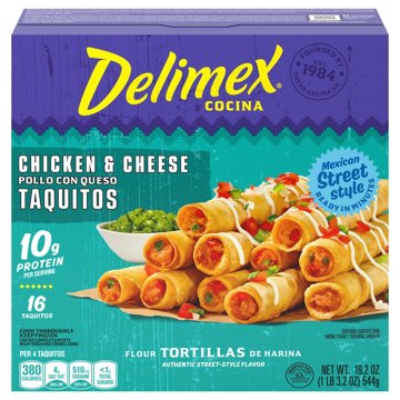 Delimex Frozen Chicken & Cheese Taquitos, 16 ct