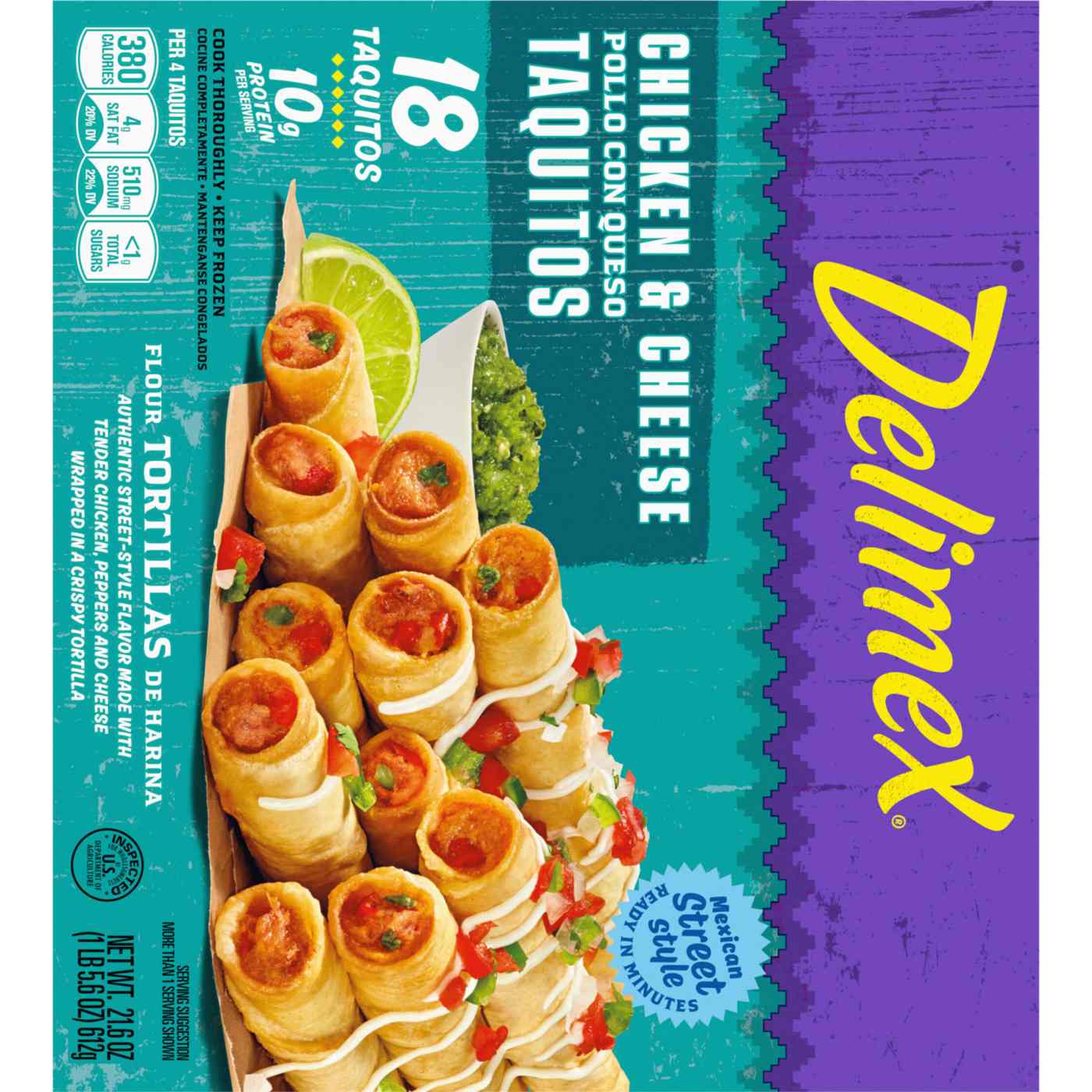 Delimex Chicken & Cheese Flour Taquitos, Frozen Appetizer Shop