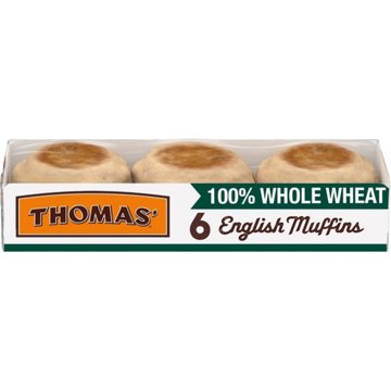 Thomas' 100% Whole Wheat English Muffins, 6 ct