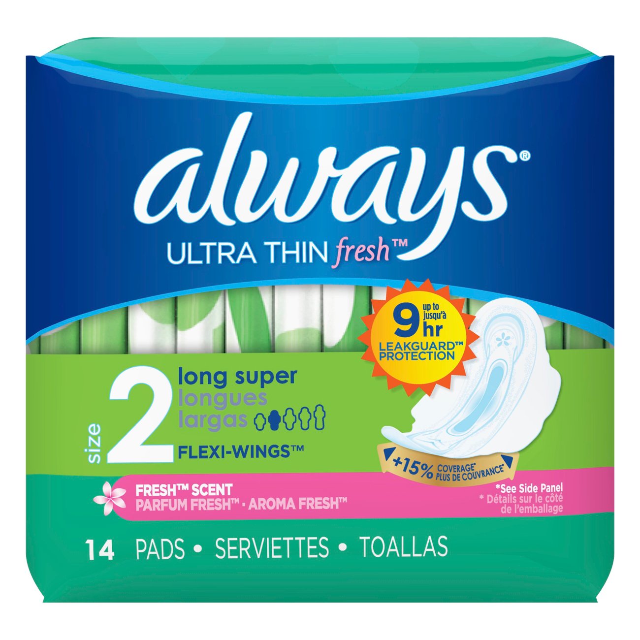 Always Ultra Thin Fresh Long Super Fresh Scent Pads with FlexiWings Shop Pads & Liners at HEB