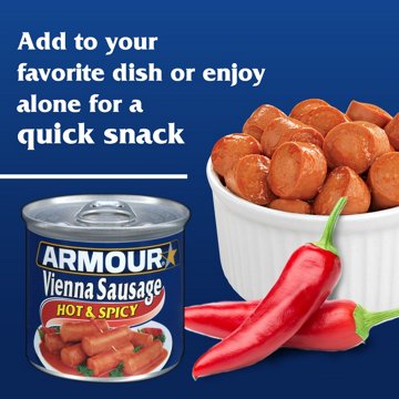 Armour Hot & Spicy Flavored Vienna Sausage Canned Sausage, 4.6 oz