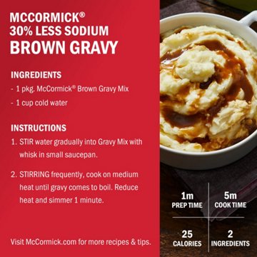 McCormick 30% Less Sodium Brown Gravy Seasoning Mix, 0.87 oz